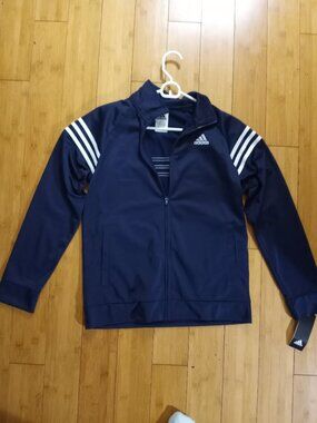 Adidas , navy blue 3-stripe full zip up track jacket
